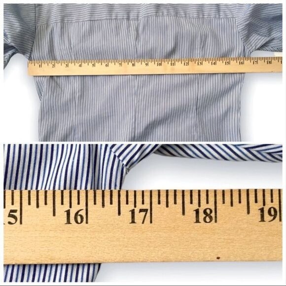 Tibi Stripe Asymmetrical Shirt Dress, Size 00, Blue - Picture 11 of 12